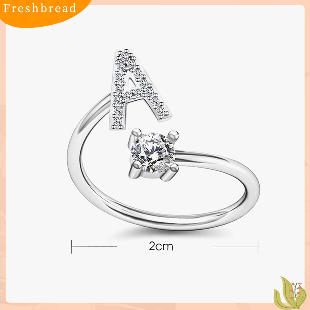 &lt; Freshbread &gt; Adjustable A to Z Alfabet Terbuka Cincin Pasangan Pernikahan Band Perhiasan Aksesori Hadiah