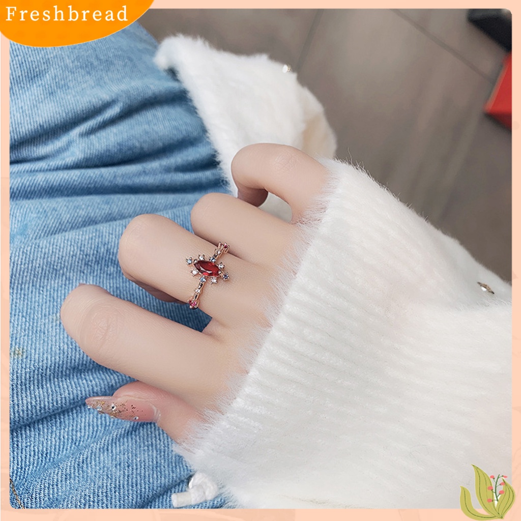 < Freshbread > Cincin Fashion Pengerjaan Indah Halus Berlian Imitasi Zirkon Hias Desain Terbuka Hias Perhiasan Kepribadian Trendy Finger Ring Untuk Pernikahan