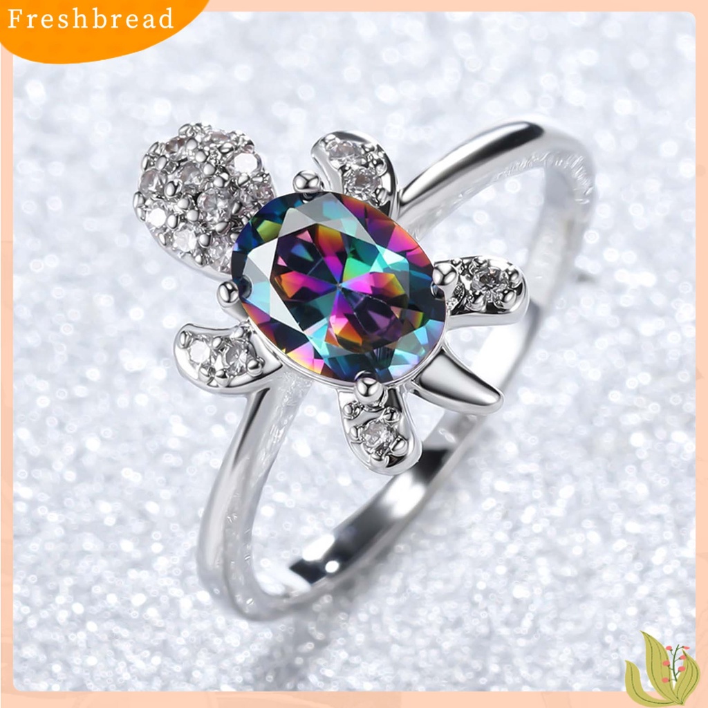 &lt; Freshbread &gt; Cincin Couple Bentuk Kura Berlian Imitasi Perhiasan Cincin Kilau Terang Indah Untuk Tunangan