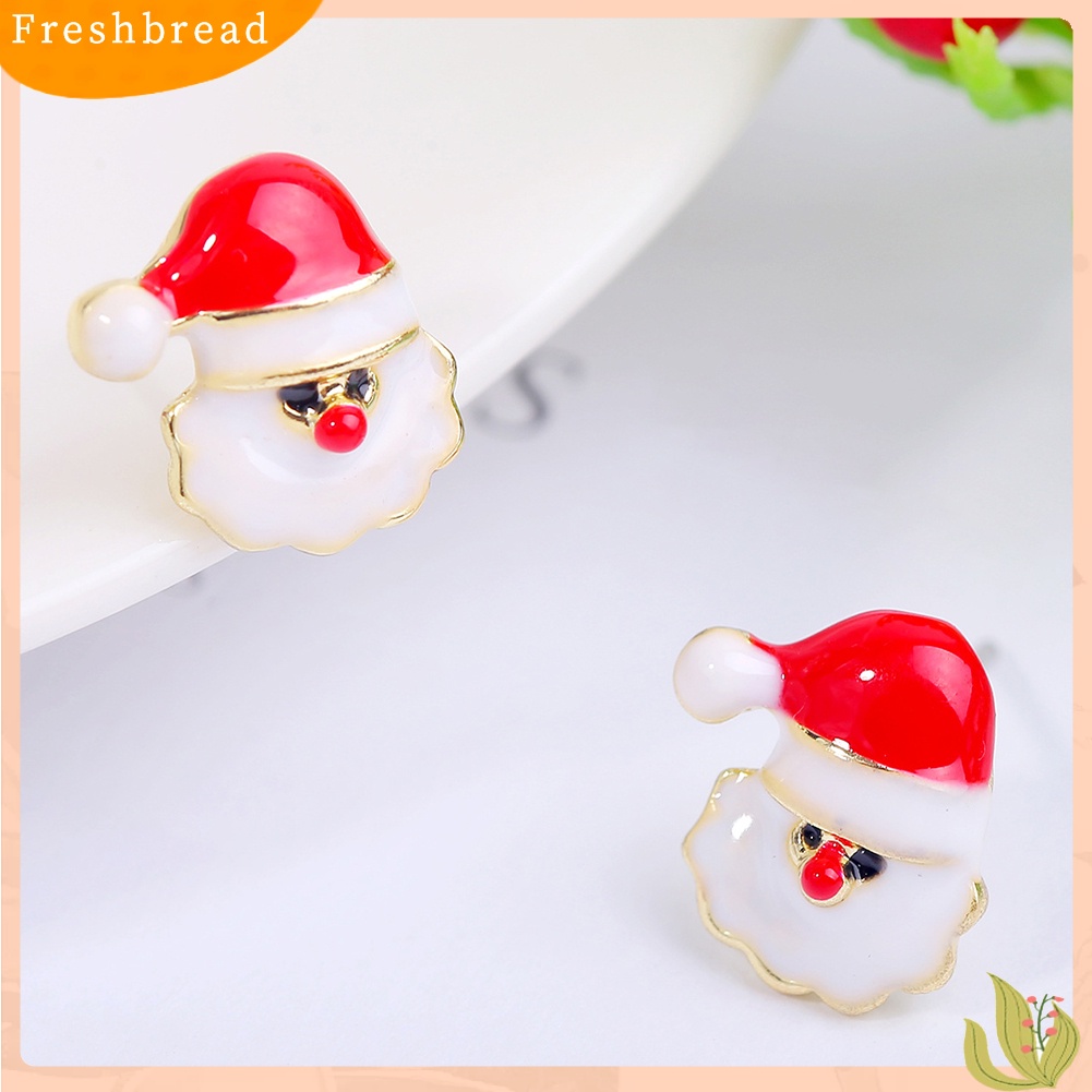 &lt; Freshbread &gt; Wanita Kreatif Natal Snowflake Candy Cane Stud Earrings Perhiasan Pesta Xmas