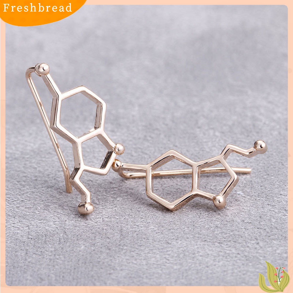 &lt; Freshbread &gt; Wanita Sederhana Molekul Serotonin Bentuk Telinga Pendaki Anting Crawler Perhiasan Hadiah