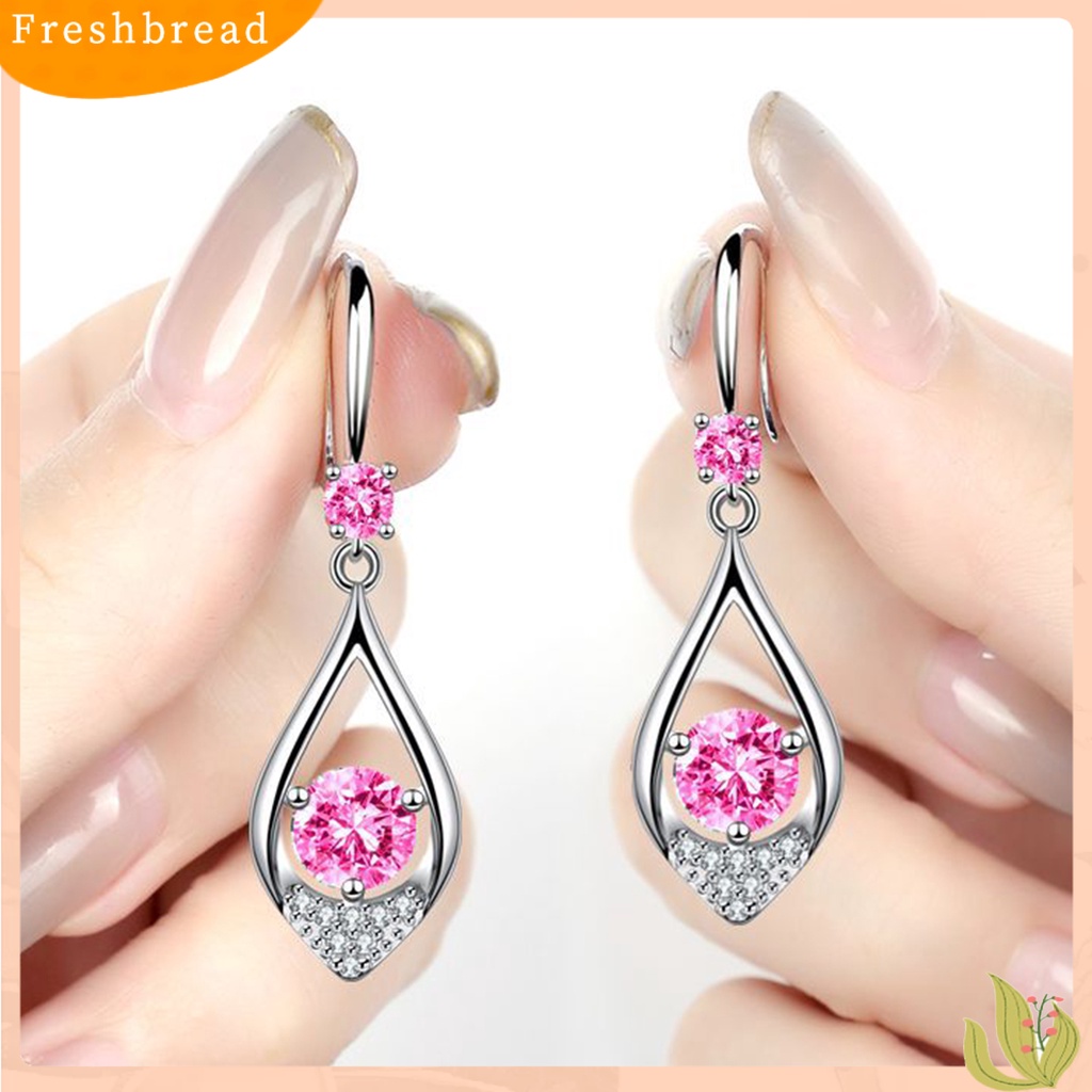 &lt; Freshbread &gt; Fashion Wanita Lucu Tetesan Air Berlian Imitasi Anti-Alergi Kait Anting Eardrop