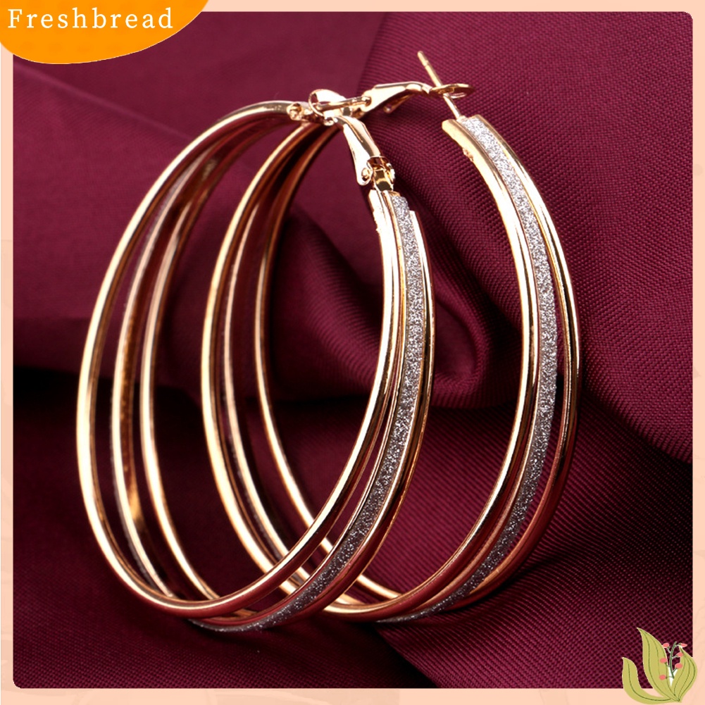 &lt; Freshbread &gt; Wanita Fashion Frosted Multilayer Bulat Lingkaran Menjuntai Anting Pesta Perhiasan Hadiah