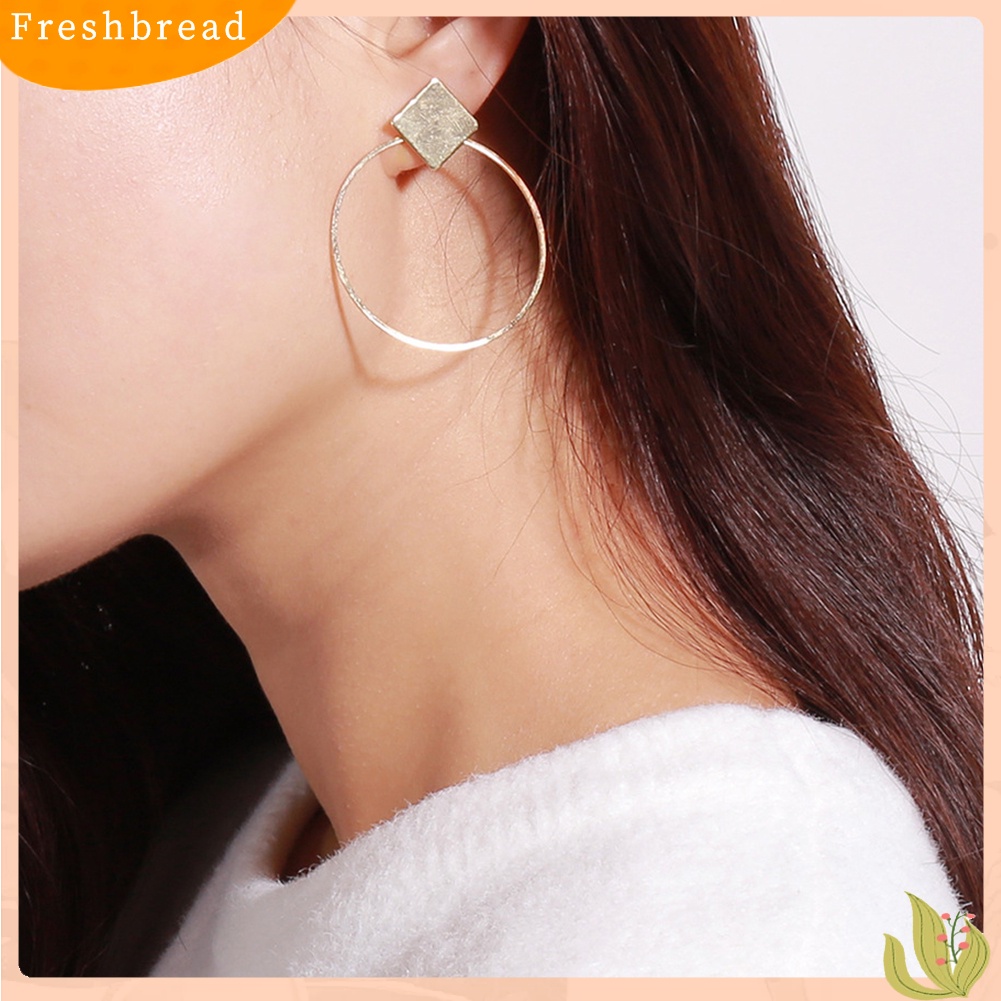 &lt; Freshbread &gt; Fashion Geometri Berlian Wanita Ear Hoop Travel Club Perhiasan Anting Bulat Hadiah