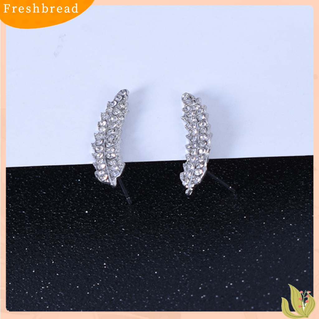 &lt; Freshbread &gt; 1pasang Anting Wanita Bentuk Daun Sparkling Cubic Zirconia Anting Lady Indah Untuk Hadiah