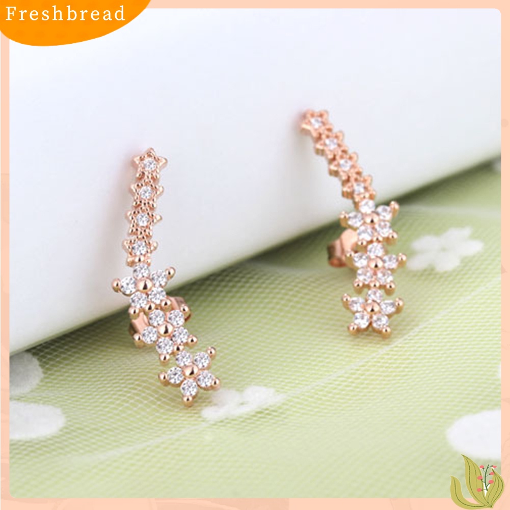 &lt; Freshbread &gt; Fashion Bintang Manis Cubic Zirconia Stud Earrings Perhiasan Indah Wanita