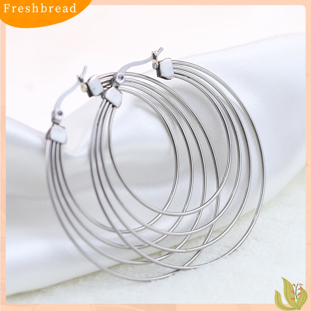 &lt; Freshbread &gt; 1pasang Anting Wanita Berlebihan Gaya Perancis Geometris Mewah Mengkilap Tinggi Dekorasi Warna Emas Lingkaran Besar Hoop Earrings Aksesoris Pakaian