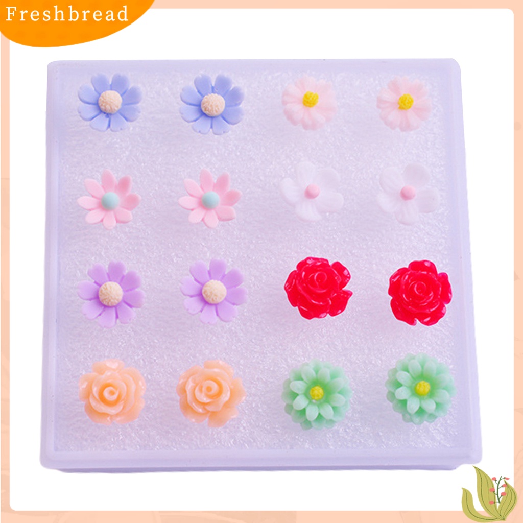 &lt; Freshbread &gt; 8per6pasang Wanita Ear Studs Set Warna Kontras Bunga Berbeda Anti Alergi Tidak Iritasi Tanaman Hias Bentuk Hidup Rose Stud Earrings Set Hadiah