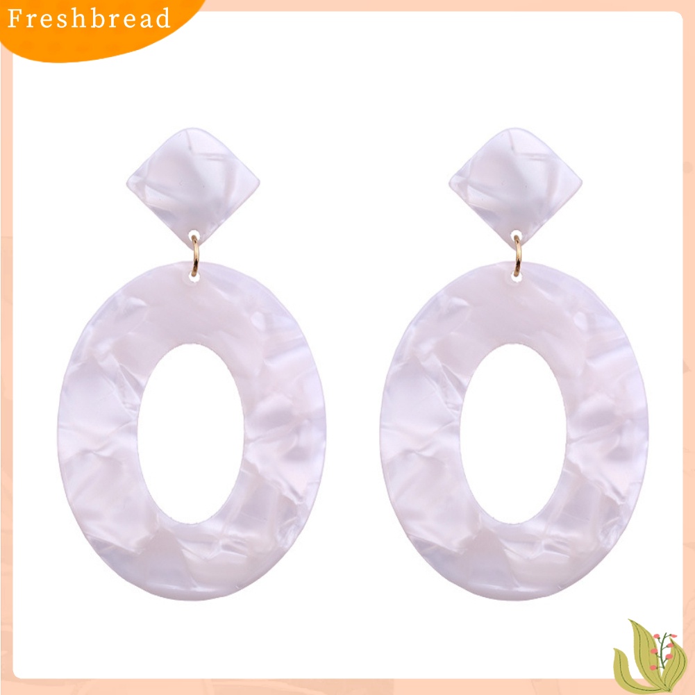 &lt; Freshbread &gt; Retro Wanita Berongga Oval Belah Ketupat Geometris Menjuntai Telinga Stud Anting Perhiasan Hadiah