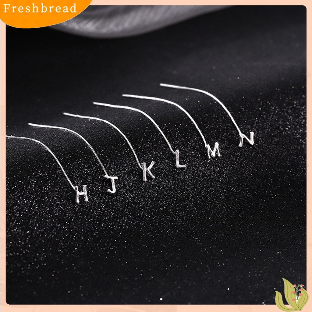 &lt; Freshbread &gt; 1Pc Anting Menjuntai Warna Silver 26huruf Inggris Panjang Rumbai Garis Rantai Gaya Elegan Dekorasi Telinga Perhiasan Tembaga Wanita Anting Menjuntai