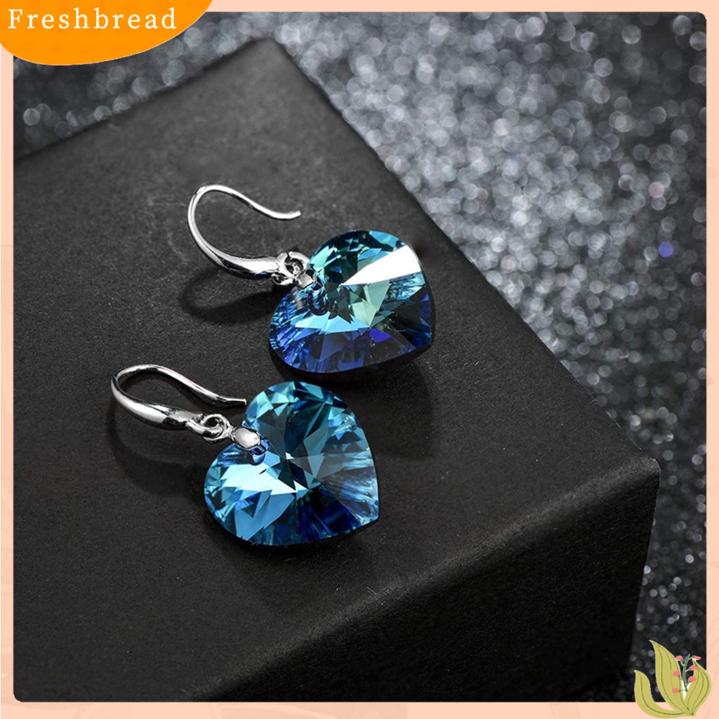 &lt; Freshbread &gt; 1pasang Anting Kait Fashion Semua Cocok Hati Anting Drop Kristal Imitasi Untuk Liburan