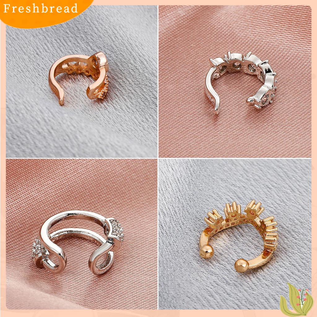 &lt; Freshbread &gt; 1Pc Jantung Berongga Tanpa Tindik Klip Telinga Lapisan Ganda Cubic Zirconia Klip Tulang Telinga Perhiasan Fashion