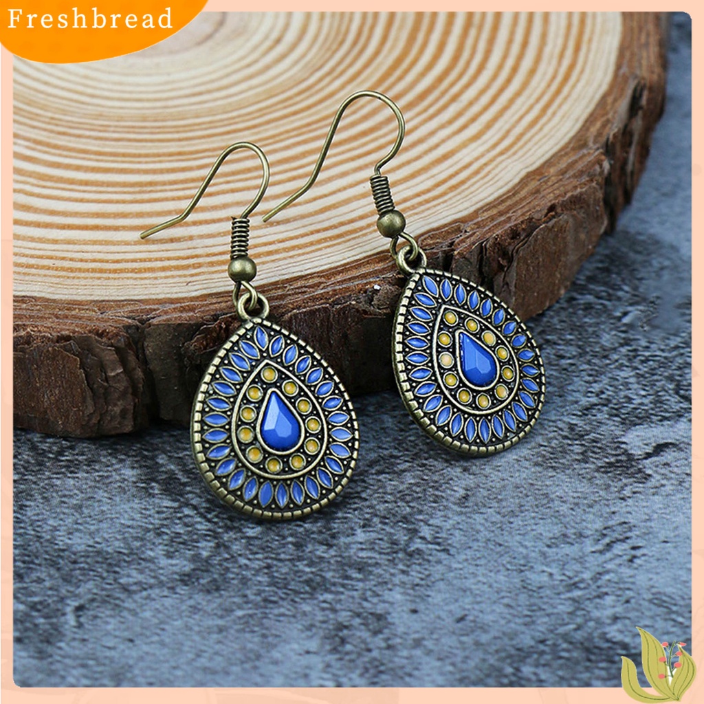 &lt; Freshbread &gt; 1pasang Anting Bentuk Tetesan Air Gaya Bohemia Glitter Menjuntai Gantung Hiasan Telinga Aksesoris Telinga Untuk Lady