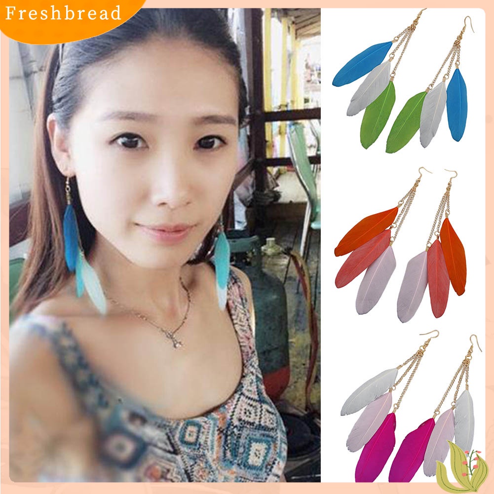 < Freshbread > Fashion Bulu Panjang Rumbai Rantai Pesona Wanita Kait Anting Pesta Perhiasan Hadiah