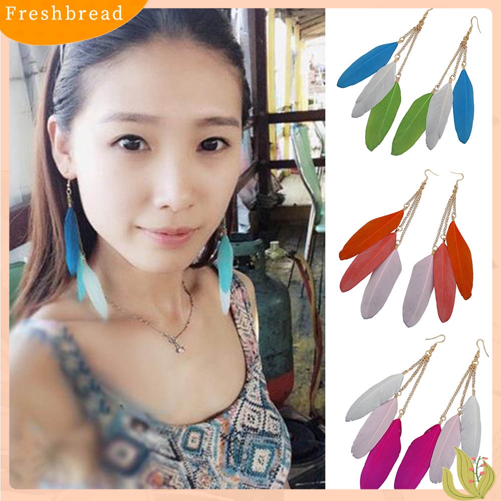 &lt; Freshbread &gt; Fashion Bulu Panjang Rumbai Rantai Pesona Wanita Kait Anting Pesta Perhiasan Hadiah