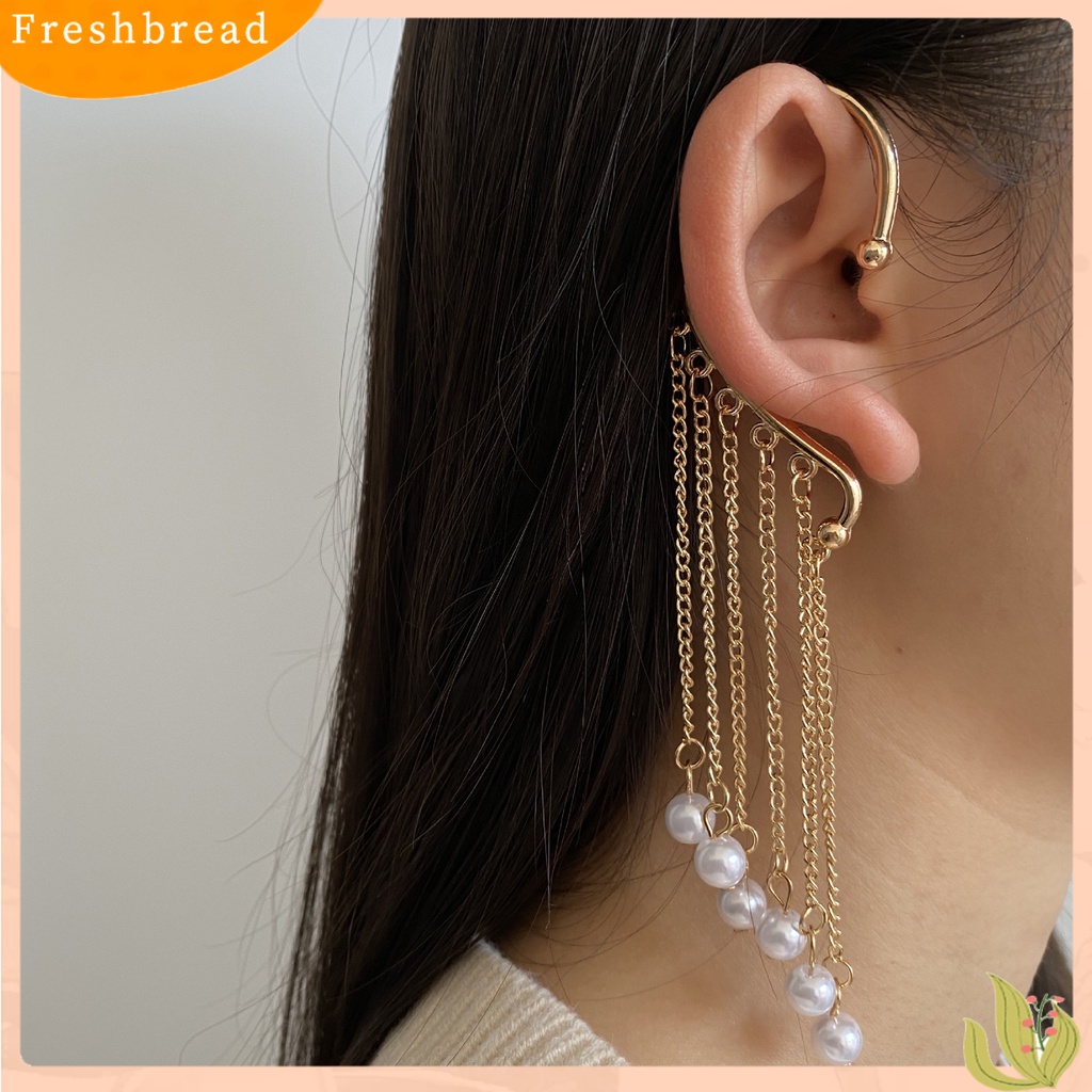 &lt; Freshbread &gt; 1pc Lady Earrings Tanpa Tindik High-end Berlian Imitasi Mengkilap Panjang Rumbai Bentuk Kupu-Kupu Menjuntai Anting-Anting Wanita Perhiasan