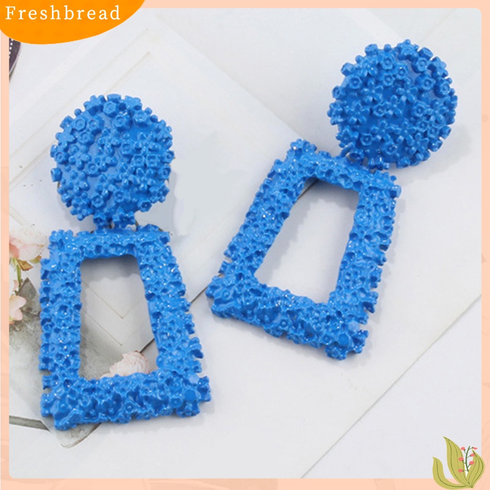 &lt; Freshbread &gt; Wanita Fashion Geometris Trapesium Panjang Berongga Drop Anting-Anting Pernyataan Perhiasan