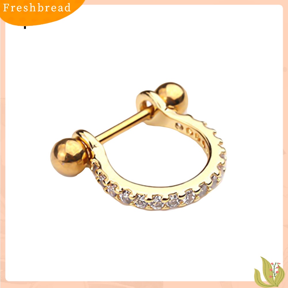 &lt; Freshbread &gt; 1Pc Cubic Zirconia U Bentuk Barbel Helix Hoop Earring Wanita Perhiasan Tindik