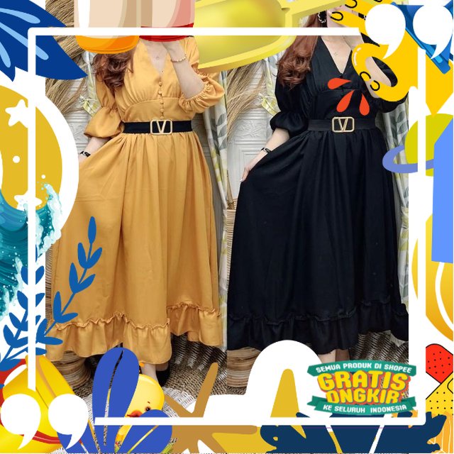 Fasion Fashion Gaun Long Dres Dress Drees Pakaian Setelan Baju Gamis Pesta Muslim Muslimah Remaja Ke