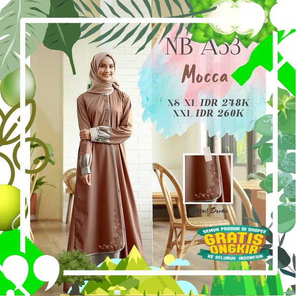 GAMIS NIBRAS  TERBARU//GAMIS REMAJA//PAKAIAN MUSLIM WANITA//NB A53 MOCCA XS/S/ edisi lebaran2023