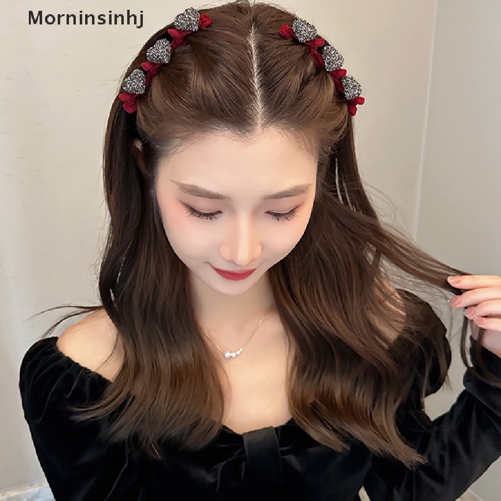 Mornin Bentuk Hati Berbondong-Bondong Poni Rambut Klip Hiasan Kepala Duckbill Hair Claw Barrettes Vintage Hairgrip Dikepang Fashion Jepit Rambut Aksesoris Rambut Hiasan Kepala id