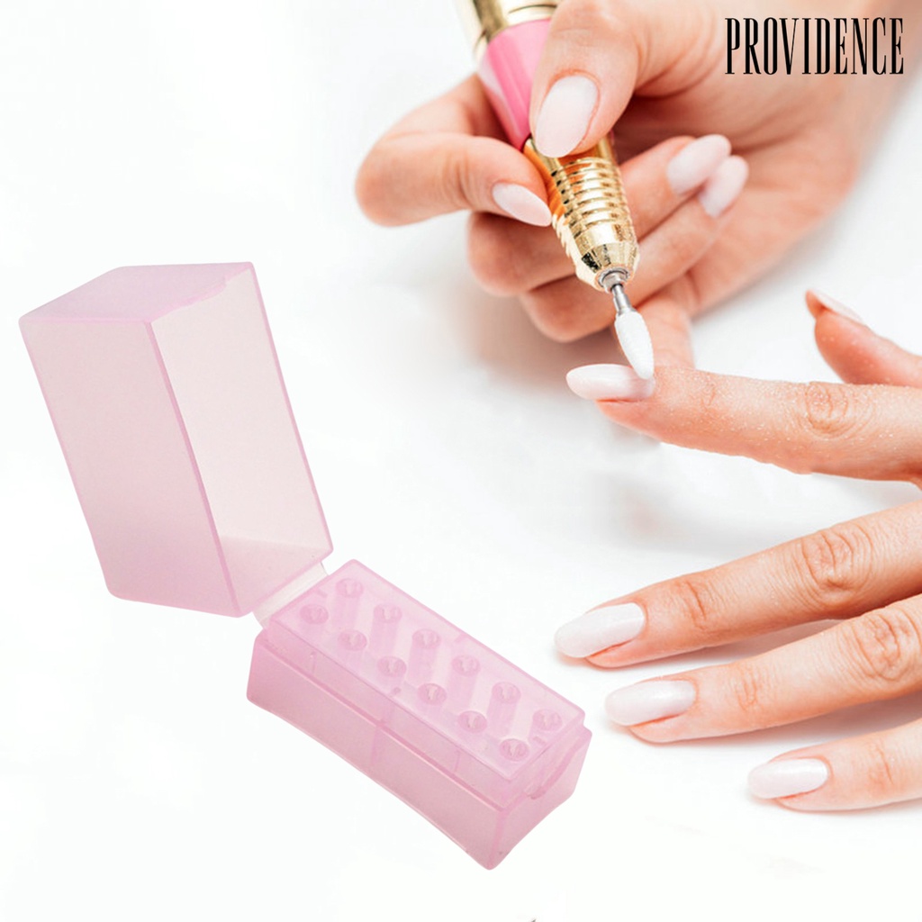 Providence 12lubang Bit Kotak Kapasitas Besar Gesper Desain Tahan Debu Lembab Manikur Alat Nail Art Bor Gerinda Kepala Bit Display Kotak Penyimpanan