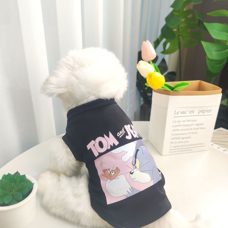 Rompi Anjing New Teddy Mini Medium Large Dog Cotton Tank Top Produk Pet Pakaian Tom &amp; Jerry Text