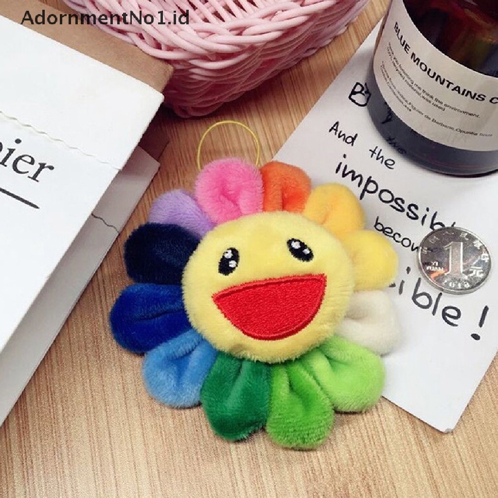[AdornmentNo1] Smile Sunflower Pendant Soft Flower 6cm New Kawaii Rain Bros Boneka Boneka Warna-Warni Tas Mainan Mewah Decor Ada Box Hadiah [ID]