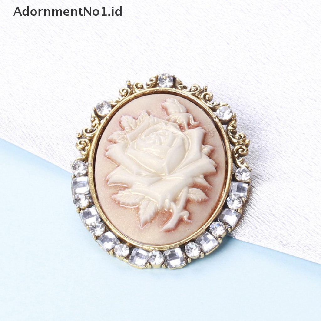 [AdornmentNo1] 1pc Bros Bunga Mawar Relief Vintage Wanita Berkilau Berlian Imitasi Brooch Pin [ID]