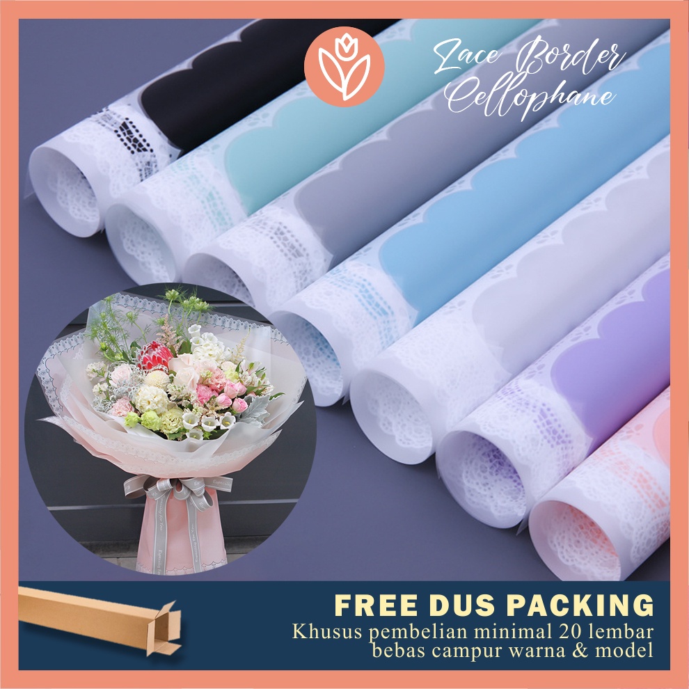 

TULIP PAPERIE ❤ KERTAS BUKET BUNGA MOTIF RENDA LACE BORDER CELLOPHANE FLOWER WRAPPING PAPER