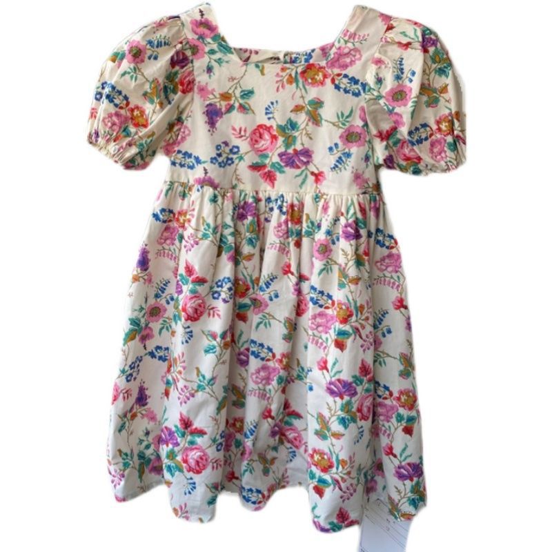 Gaun bunga 2-6 tahun yang cocok di musim panas dengan paduan rok motif prancis