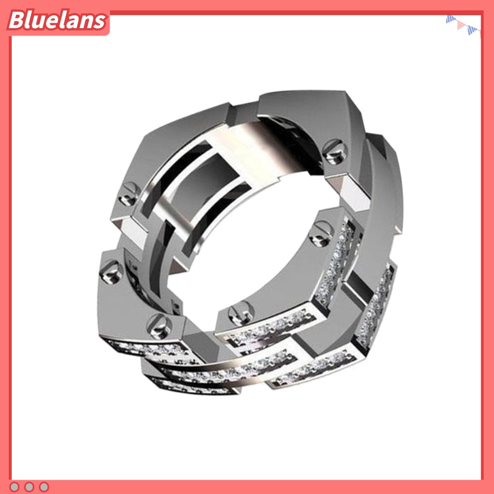 {In Stock} Fashion Unisex Mekanik Sekrup Berlian Imitasi Bertatahkan Jari Cincin Perhiasan Pesta