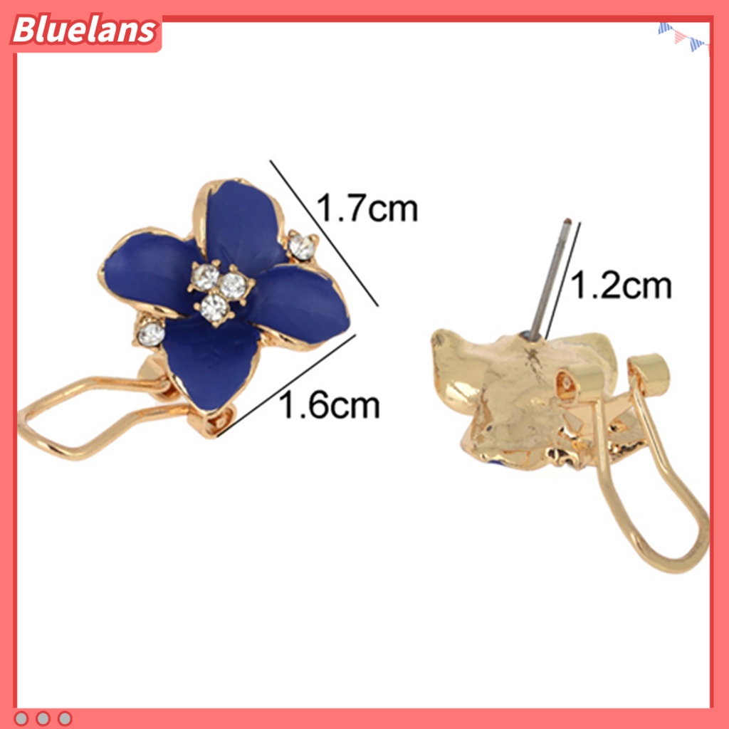 {In Stock} 1pasang Wanita Fashion Elegan Kristal Imitasi Camelia Ear Studs Earrings Perhiasan Untuk Pakaian Sehari-Hari