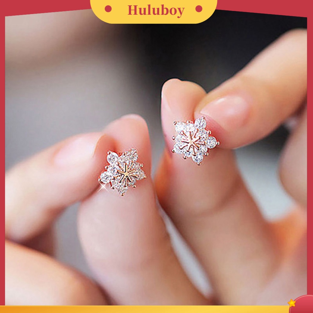 {Ready Stock} 1pasang Anting Stud Halus Elegan Bentuk Snowflake Ear Studs Untuk Pesta