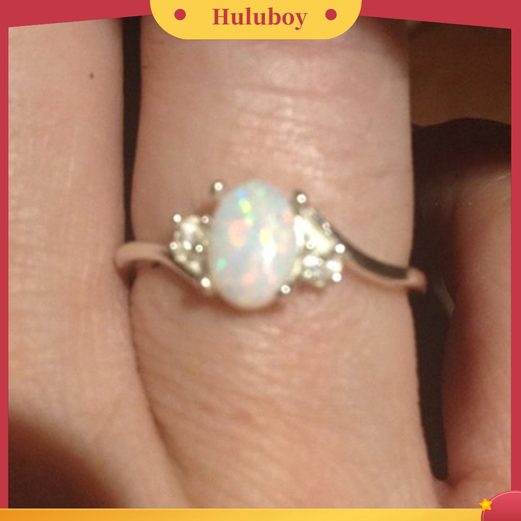 {Ready Stock} Cincin Kilau Imitasi Opal Berlian Imitasi Hias Tembaga Gaya Wanita Ring Untuk Pernikahan