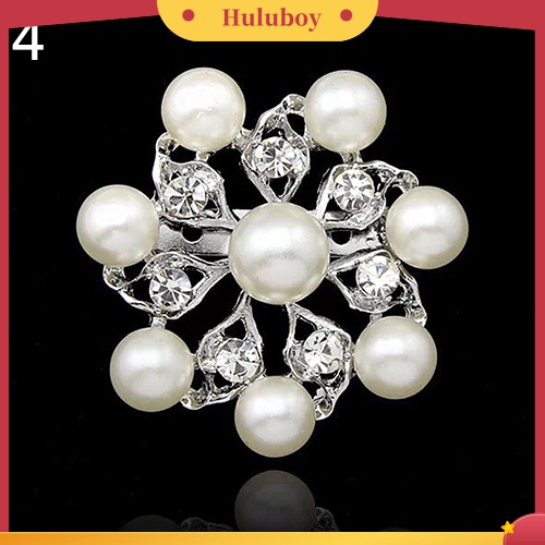 {Ready Stock} Bros Bunga Mutiara Imitasi Kerah Pin Berlian Imitasi Kristal Perhiasan Pengantin Hadir