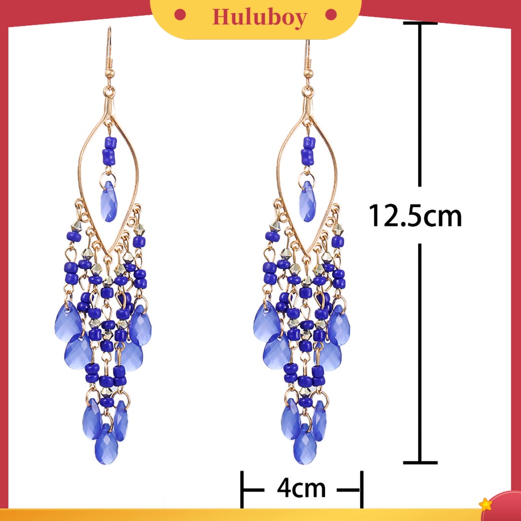 {Ready Stock} 1pasang Anting Kait Jumbai Perhiasan Bohemian Anting Drop Panjang Multiwarna Untuk Perjamuan