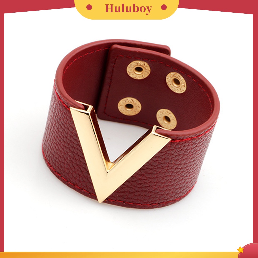 {Ready Stock} Wanita Lebar V Bentuk Gelang Bangle Gelang Fashion Tombol Pesta Perhiasan Hadiah