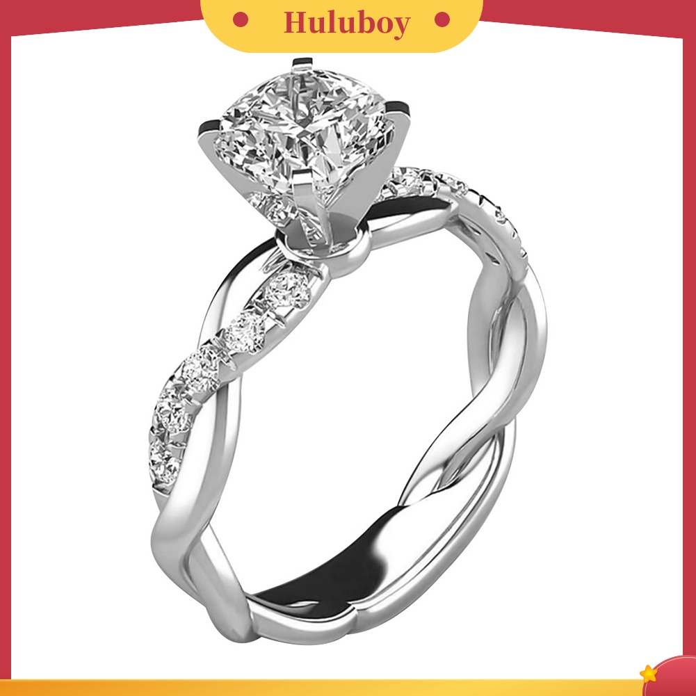 {Ready Stock} Wanita Cubic Zirconia Bertatahkan Twist Finger Ring Hadiah Perhiasan Pertunangan Pernikahan
