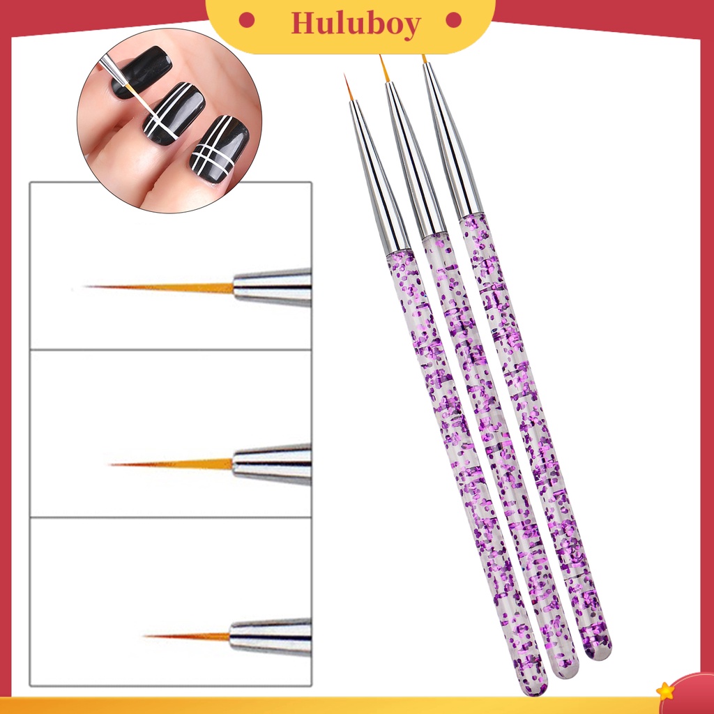 {In Stock} 3Pcs Brushes Nail Art Liner Non-deformation Tidak Korosi Perlengkapan Kuku UV Gel Lukisan Akrilik Liner Brushes Untuk Salon