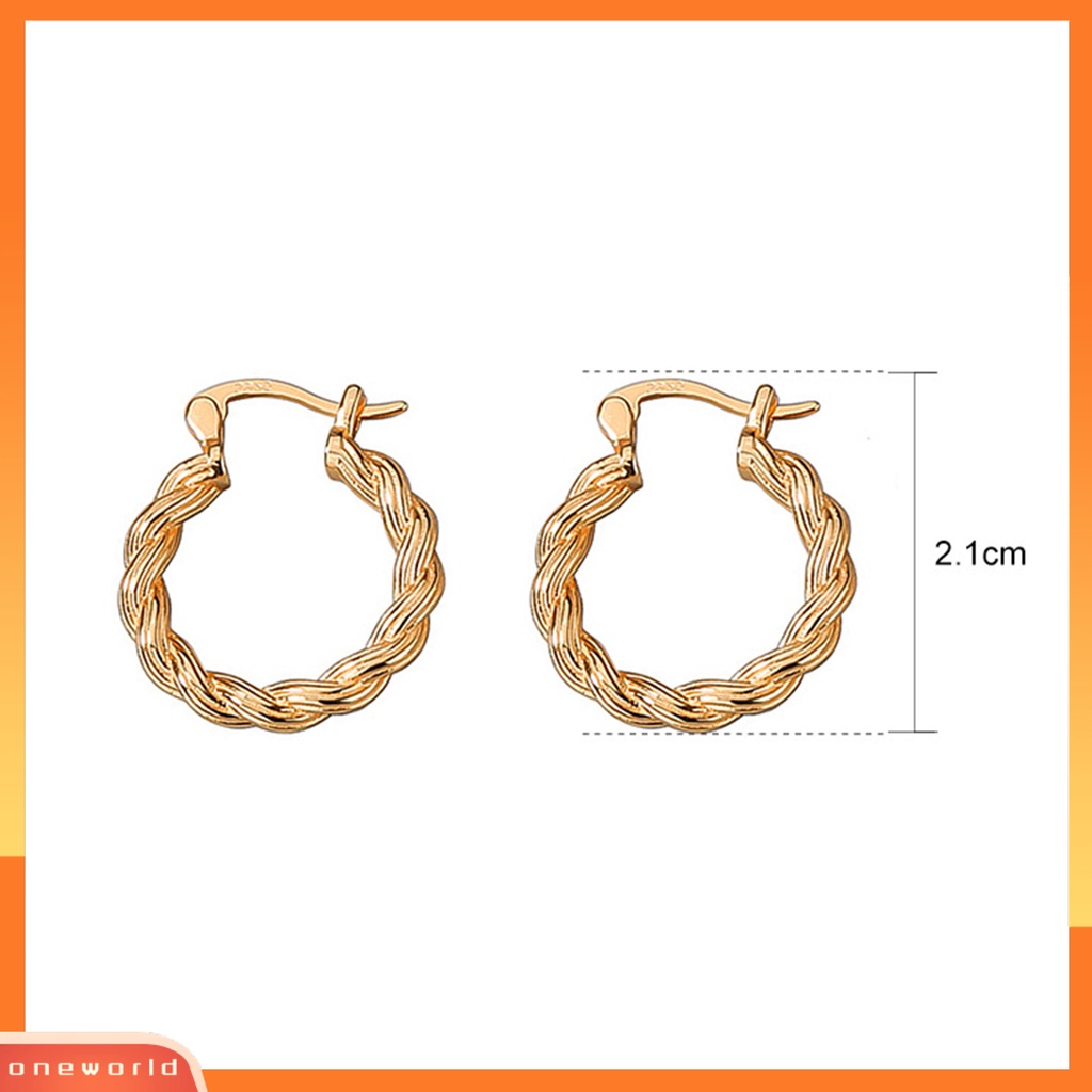 [OWR] 1pasang Desain Gesper Telinga Tindik Anting Hoop Wanita Retro Braided Twist Round Earrings Aksesoris Perhiasan