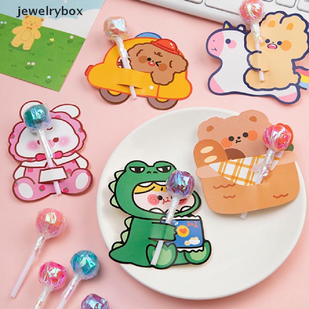 [jewelrybox] 10pcs Cute Animal Candy Lollipop DIY Kartu Hias Untuk Perlengkapan Pesta Anak Butik