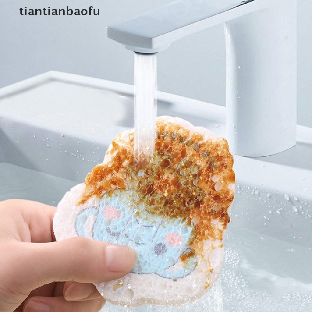 [tiantianbaofu] 1pc Spons Pembersih Rumah Scouring Pads Compressed Cuci Piring Spons Dapur Butik