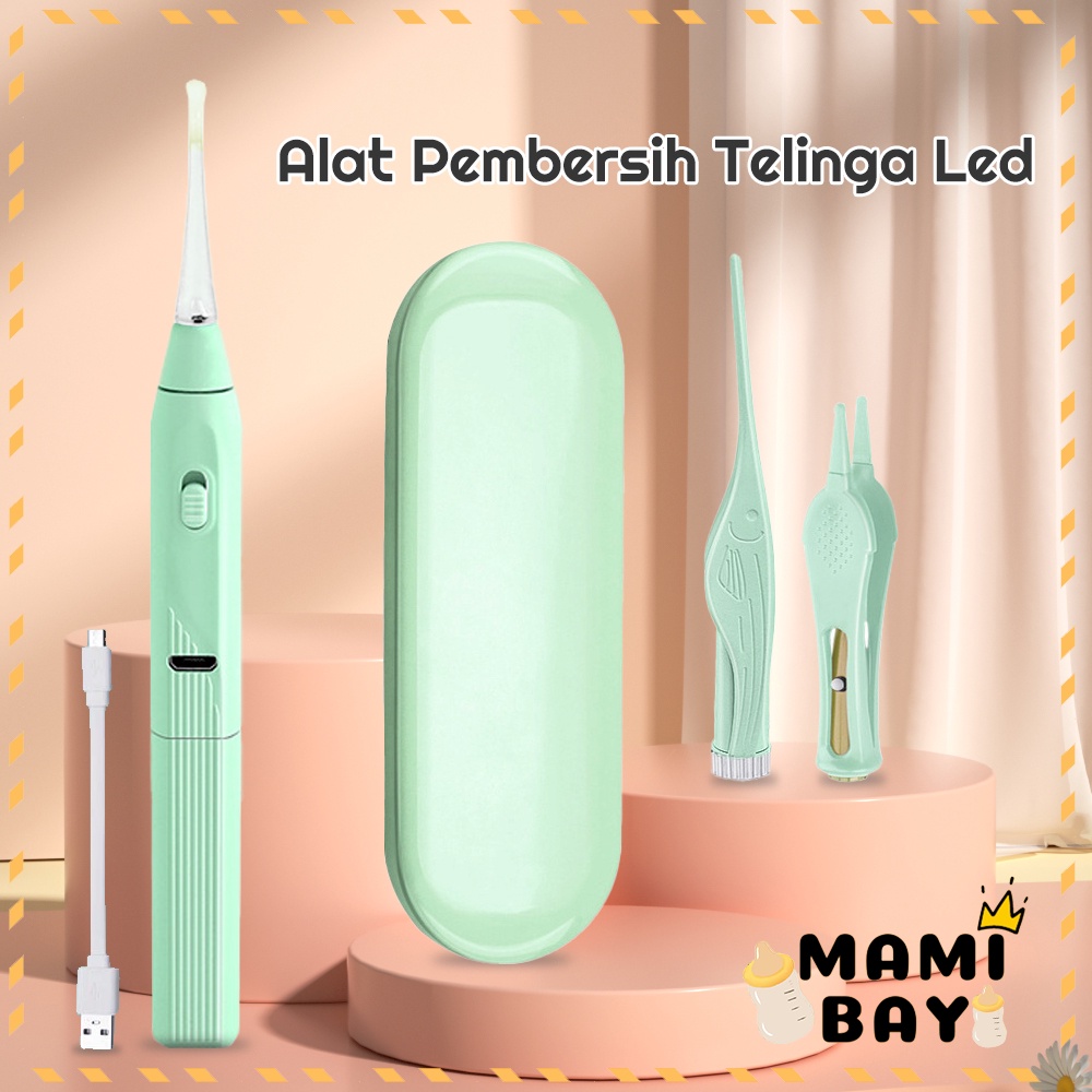 Mamibayi 3pcs Pembersih telinga bayi korek kuping led earpick silicon