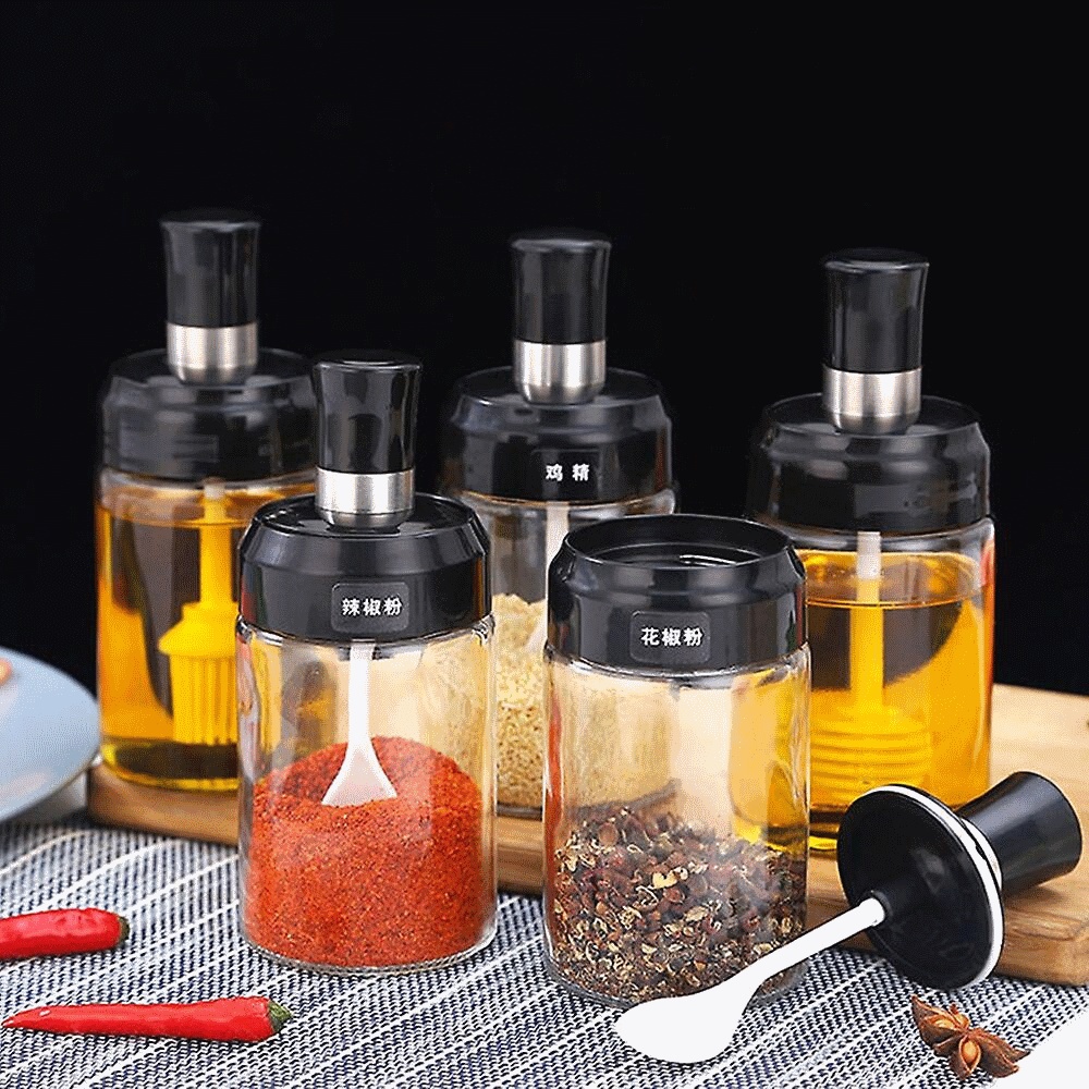 IG - BOTOL BUMBU DAPUR KACA | SENDOK MADU KUAS | TEMPAT BUMBU DAPUR SENDOK GARAM | SPICE BOTTLE