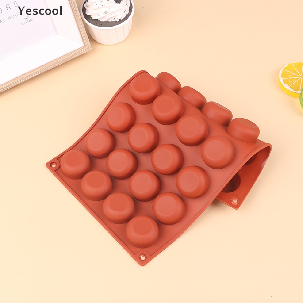 Yescool 1Pc 28rongga Oblate Bentuk Bulat Cetakan Silikon Kue Mousse Tools Baking Mould ID