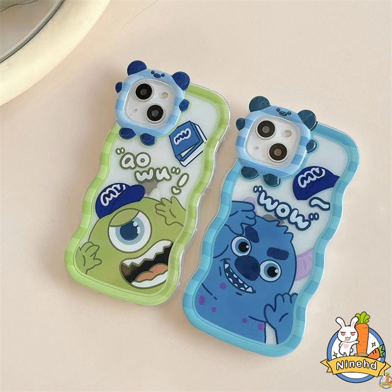 IPHONE Casing Kompatibel Untuk Iphone14 13 12 11 Pro Max X Xr Xs Max7 8 6 6s Plus SE 2020 Lucu Monster Kecil Casing Ponsel Bingkai Tepi Bergelombang Glossy Anti Jatuh Shockproof Cover Pelindung