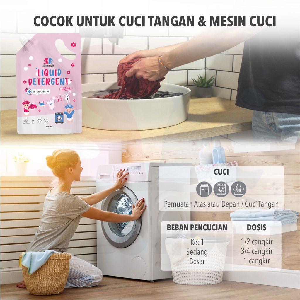 MOMO HOUSE 1.5L Deterjen Bayi Detergent Cair Sabun Cuci Baju Bayi Sabun Cuci Baju Laundry Cair Sabun Cuci Baju Cair