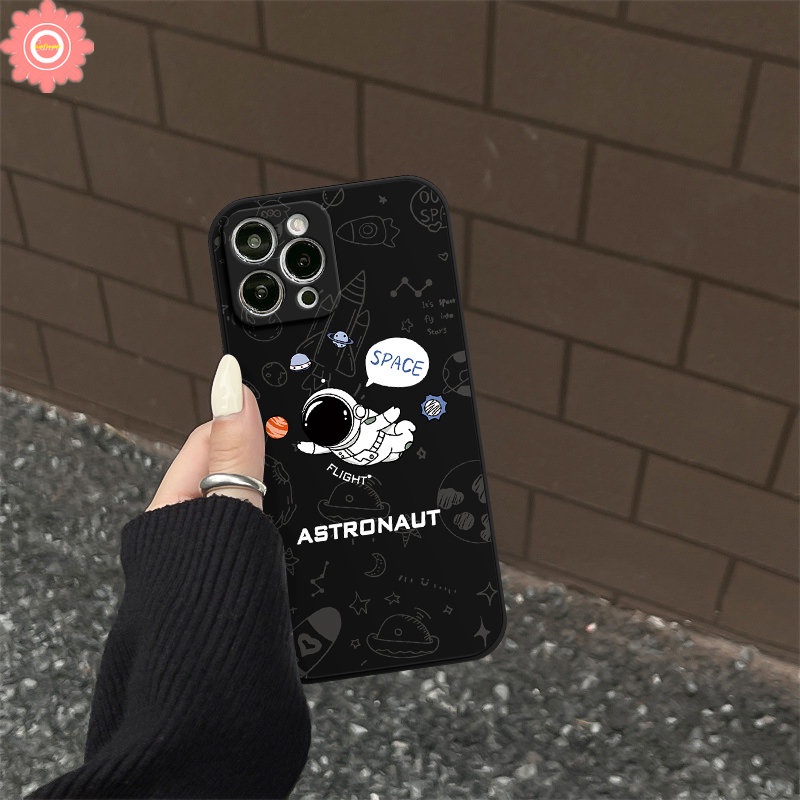 Infinix Hot 12 11 8 11s 9 20 20s 10t 10s 12i 10Lite Smart 4 5 6 Plus Hot 12 11 10 9 Play 12pro Note 11 12 G96 8 12 2023 Cartoon Cute NASA Space Astronaut Soft Straight Edge Case