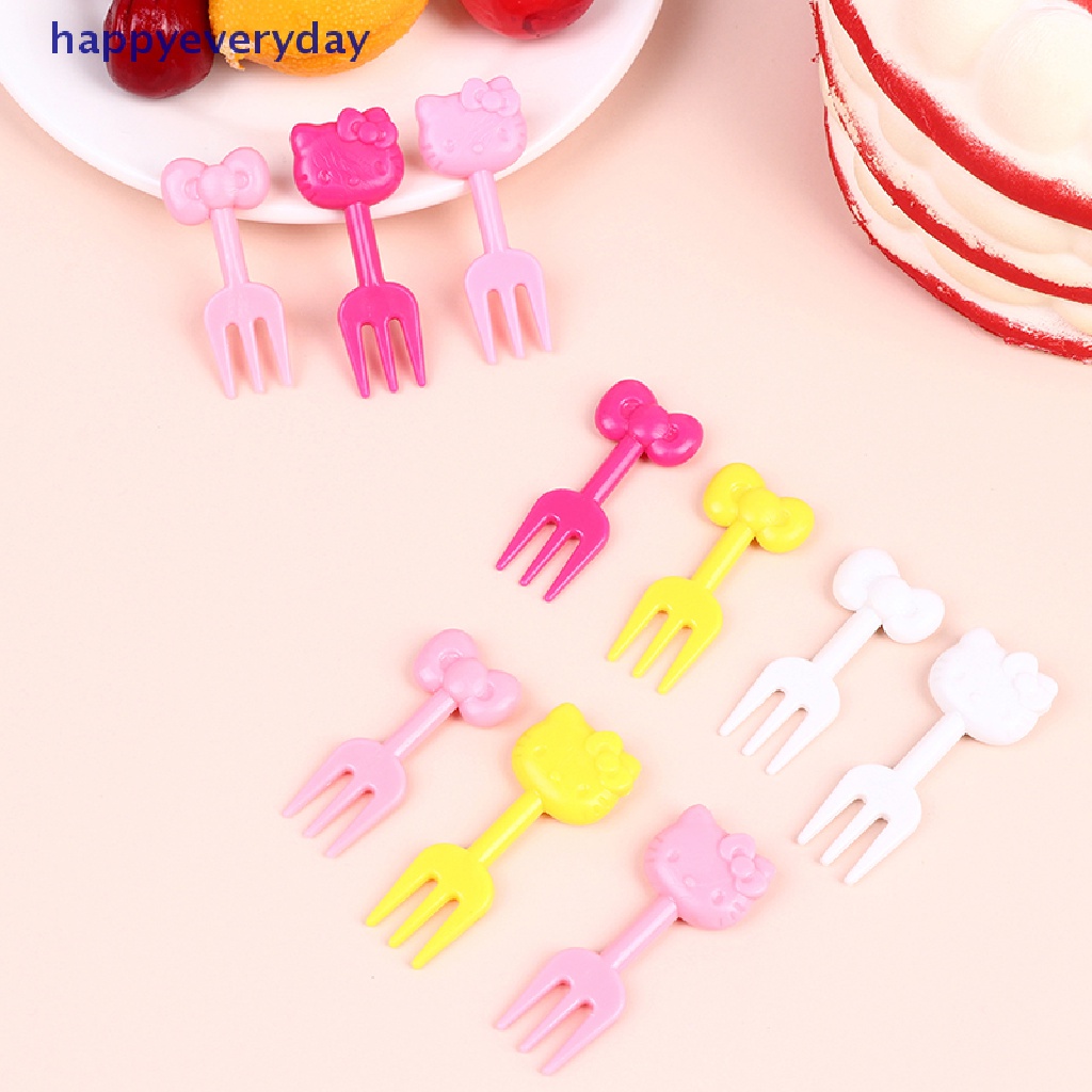 [happy] 10pcs Mini Kawaii Animal Kartun Garpu Buah Anak Snack Kue Dessert Makanan Fruit Pick Tusuk Gigi Tanda Bento Makan Siang [ID]